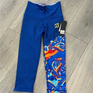 WITH Peloton Vibrant Blue Leggings with Multicolor Design
